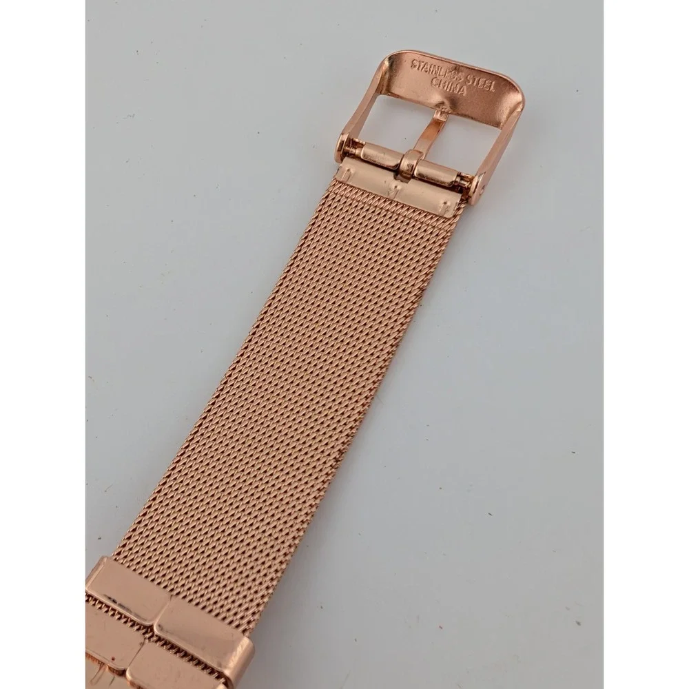 Geneva Watch Women 34mm Case Rose‎ Gold Mesh Metal Band- New Battery